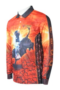 P1291   Supply men's sublimation long sleeve POLO fashion design whole sublimation POLO shirt printing sublimation supplier  Western cowboy riding competition for children